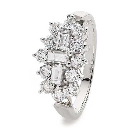 1.00ct Elegant Round and Baguette Diamond Dress Ring
