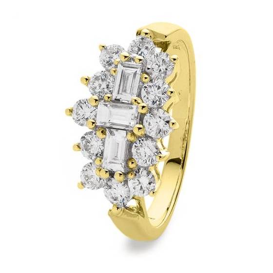1.00ct Elegant Round and Baguette Diamond Dress Ring