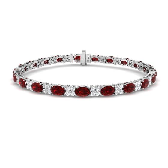 7.70ct VS/E-F Oval Ruby and Round Diamond Set Bracelet