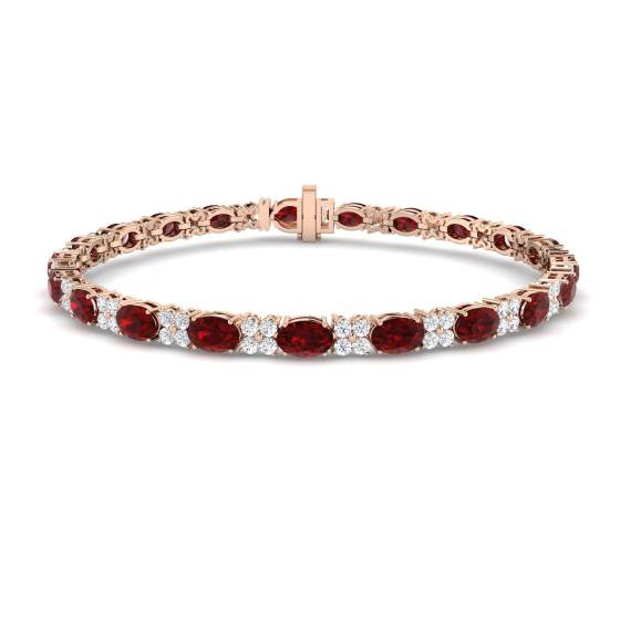 7.70ct VS/E-F Oval Ruby and Round Diamond Set Bracelet