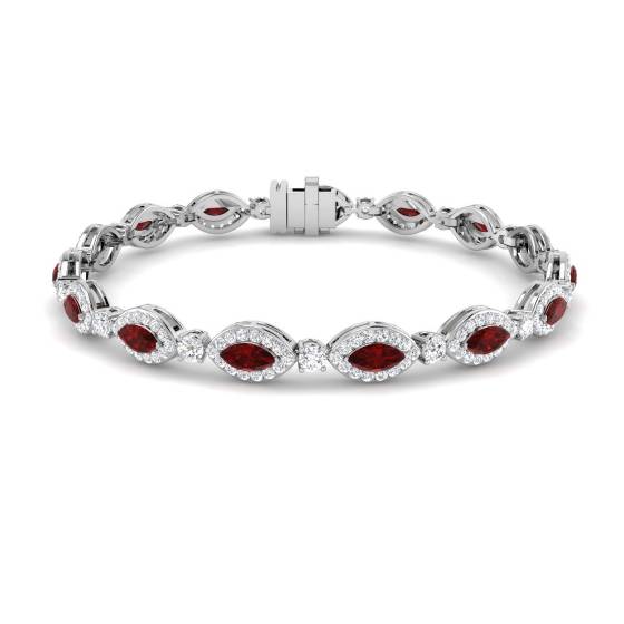 6.80ct VS/E-F Marquise Ruby and Round Diamond Bracelet