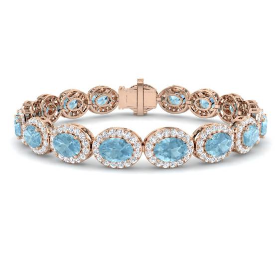 13.50ct VS/E-F Oval Aquamarine and Round Diamond Bracelet
