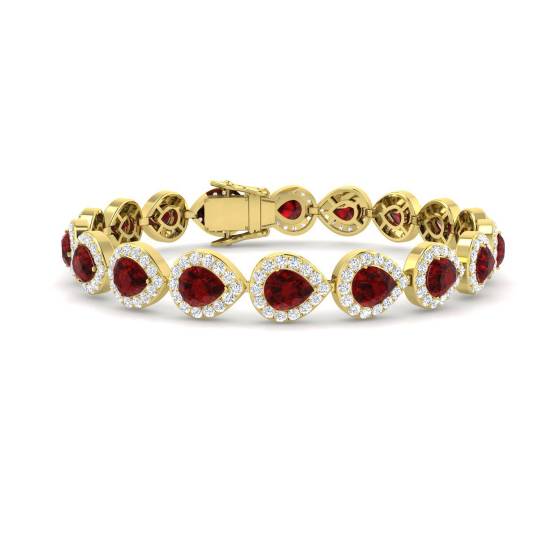 16.20ct VS/E-F Pear Ruby and Round Diamond Halo Bracelet