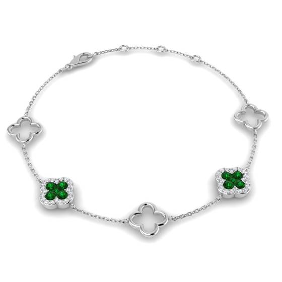 0.70ct VS/E-F Round Emerald and Diamond Designer Bracelet