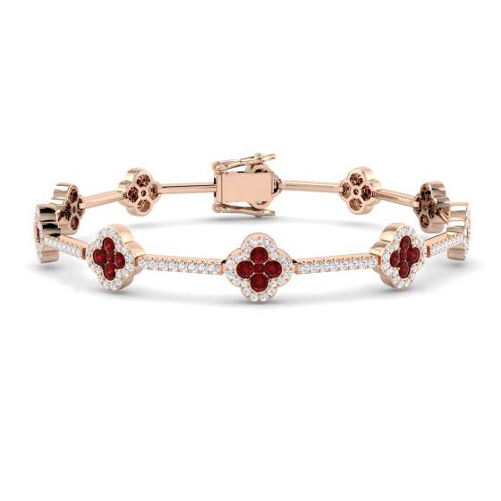 3.45ct VS/E-F Round Ruby and Diamond Designer Bracelet