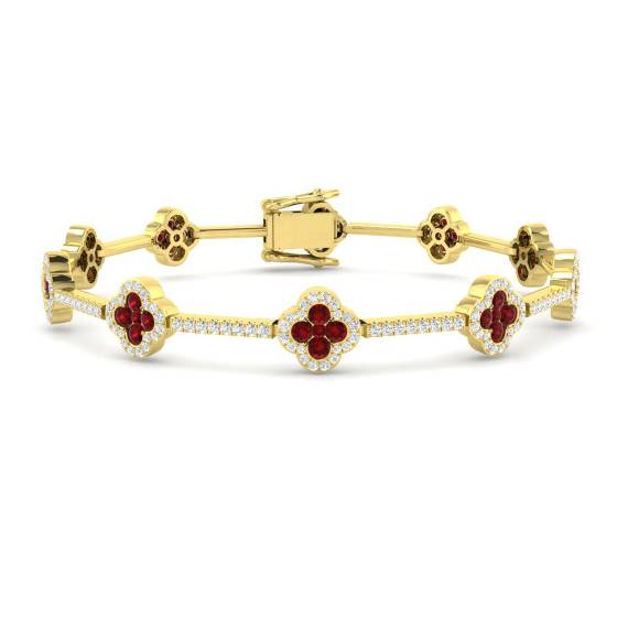 3.45ct VS/E-F Round Ruby and Diamond Designer Bracelet