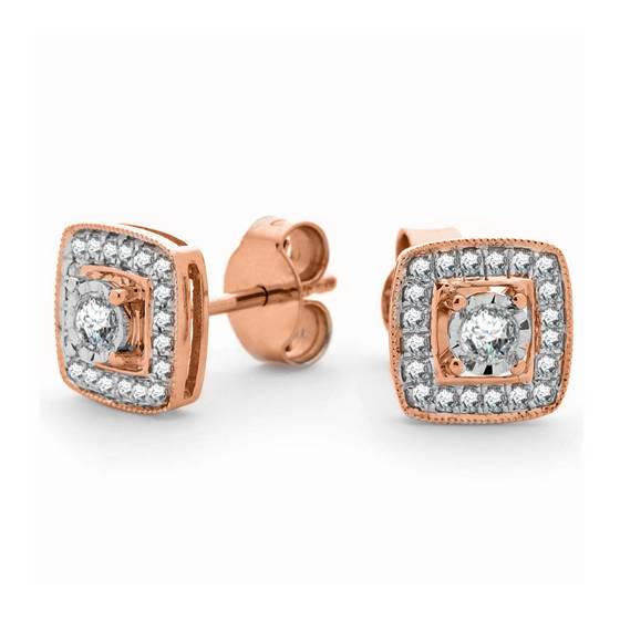 0.28ct Round Diamond Halo Earrings