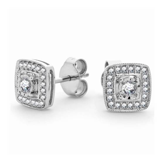 0.28ct Round Diamond Halo Earrings