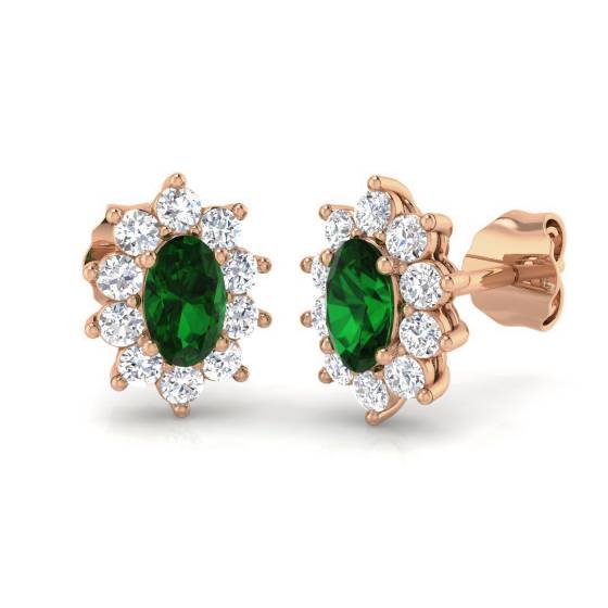 1.00ct Emerald and Diamond Gemstone Earrings