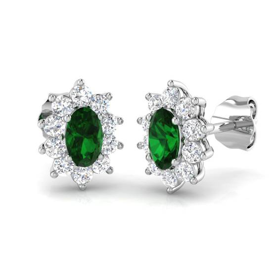 1.00ct Emerald and Diamond Gemstone Earrings