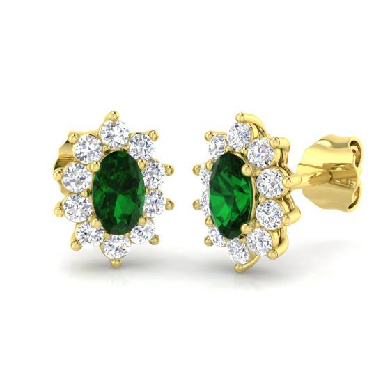 1.00ct Emerald and Diamond Gemstone Earrings