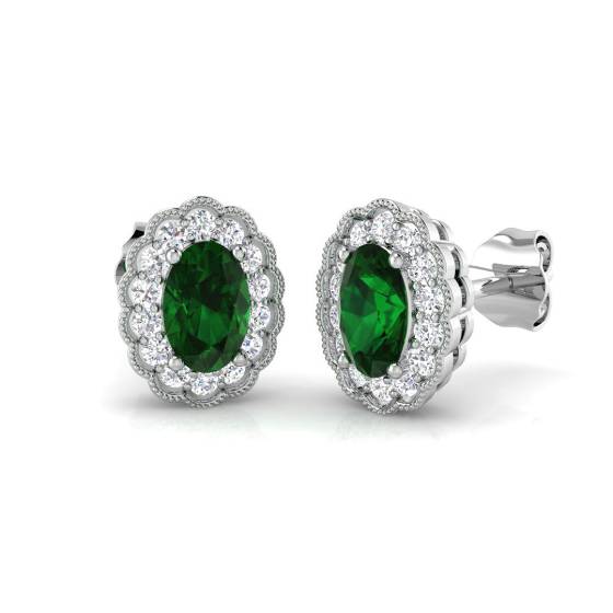 1.05ct Emerald and Diamond Gemstone Earrings