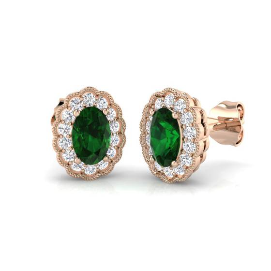 1.05ct Emerald and Diamond Gemstone Earrings