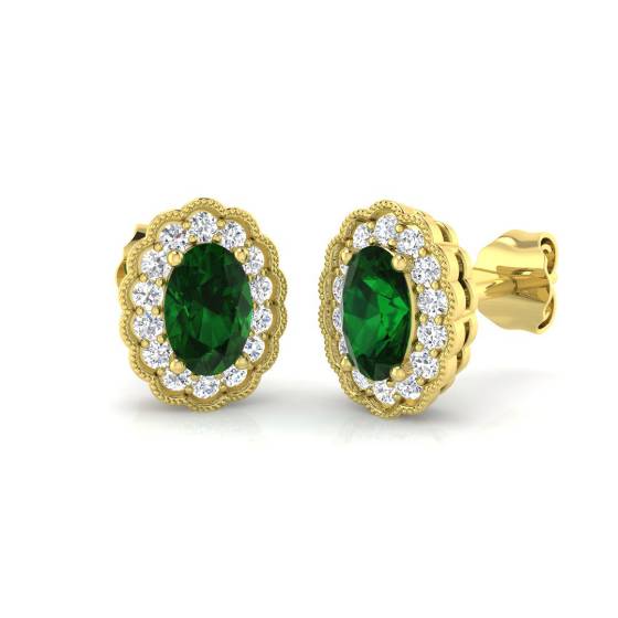 1.05ct Emerald and Diamond Gemstone Earrings