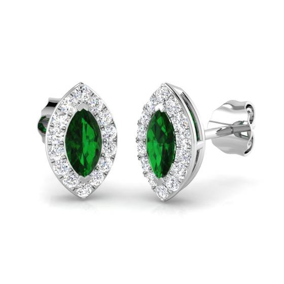 0.70ct Emerald and Diamond Gemstone Earrings