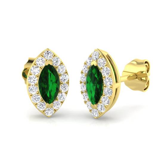 0.70ct Emerald and Diamond Gemstone Earrings