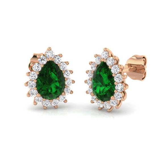 1.85ct Emerald and Diamond Gemstone Earrings