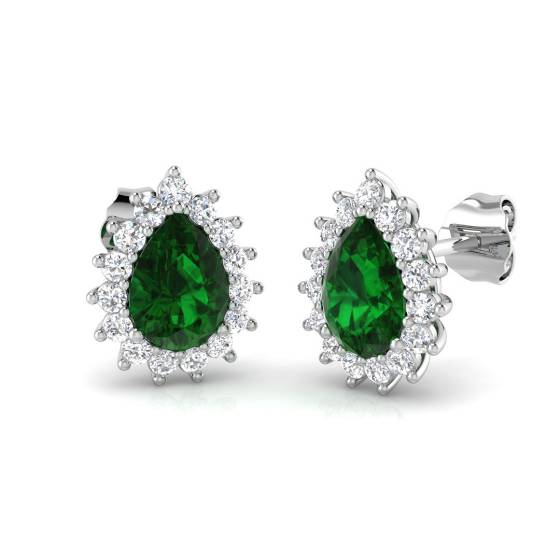 1.85ct Emerald and Diamond Gemstone Earrings