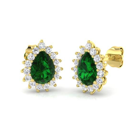 1.85ct Emerald and Diamond Gemstone Earrings