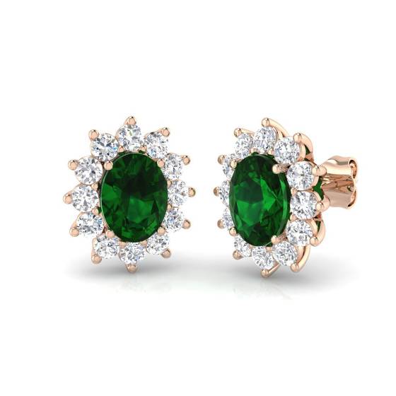 3.00ct Emerald and Diamond Gemstone Earrings