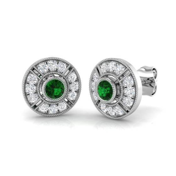 0.50ct Emerald and Diamond Gemstone Earrings