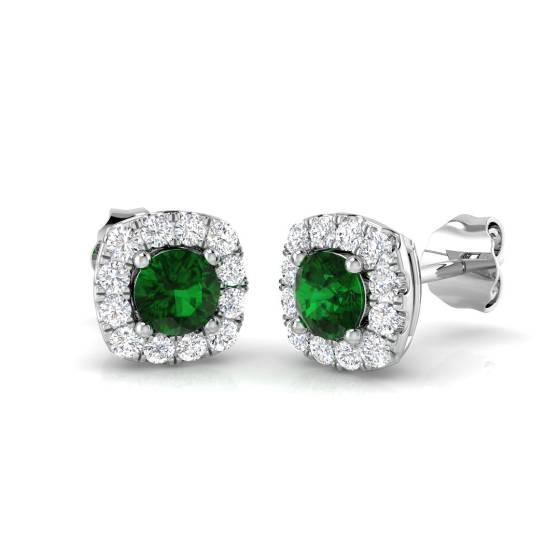 0.80ct Emerald and Diamond Gemstone Earrings