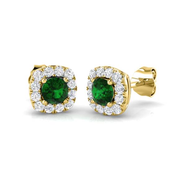 0.80ct Emerald and Diamond Gemstone Earrings