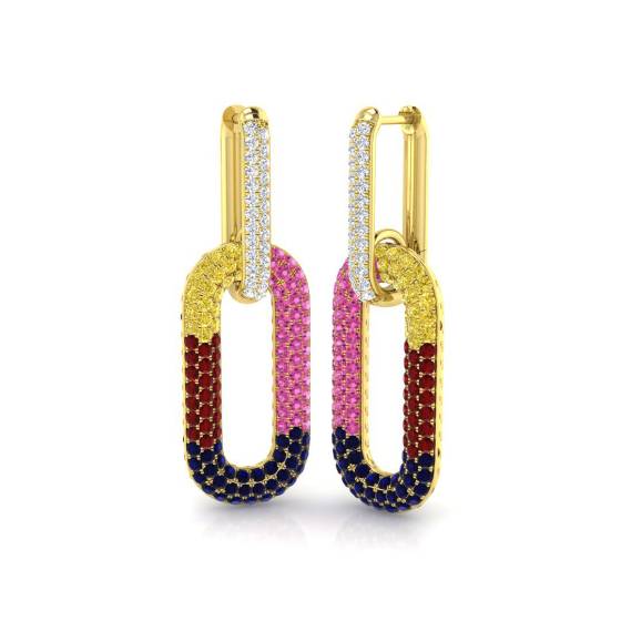 Round Multistone Drop Earrings