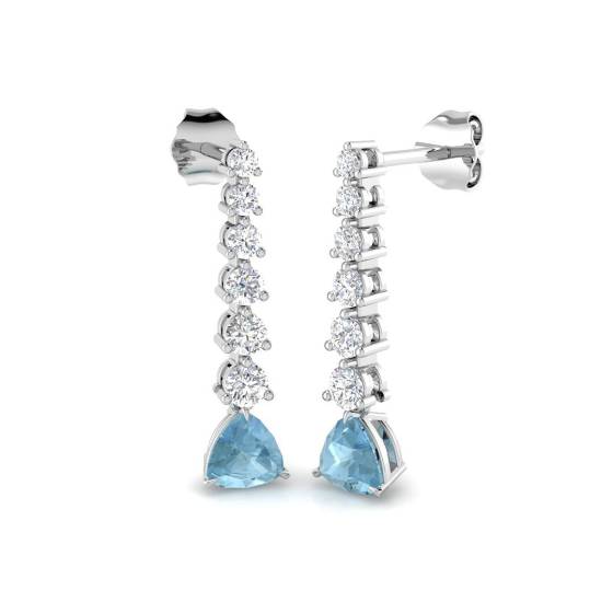 Pear and Round Aquamarine Drop Earrings
