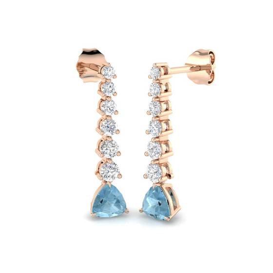 Pear and Round Aquamarine Drop Earrings