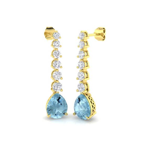 Pear and Round Aquamarine Drop Earrings