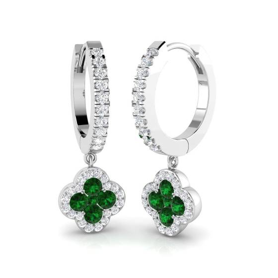0.75ct Emerald and Diamond Gemstone Earrings