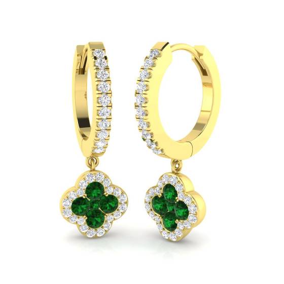 0.75ct Emerald and Diamond Gemstone Earrings