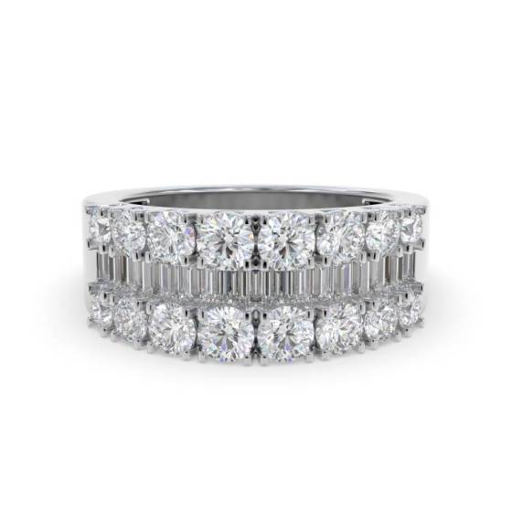 3.00ct Round and Baguette Diamond Dress Ring