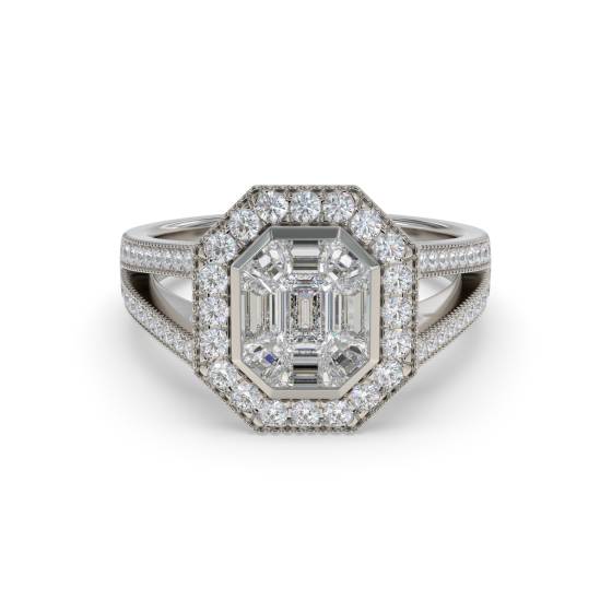 0.80ct Modern Round and Baguette Diamond Designer Ring