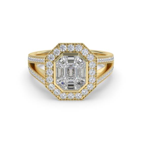 0.80ct Modern Round and Baguette Diamond Designer Ring