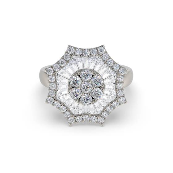 1.80ct Unique Round and Baguette Diamond Dress Ring