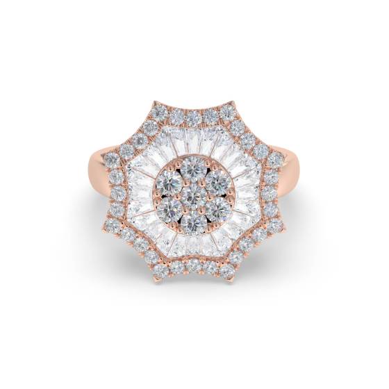 1.80ct Unique Round and Baguette Diamond Dress Ring