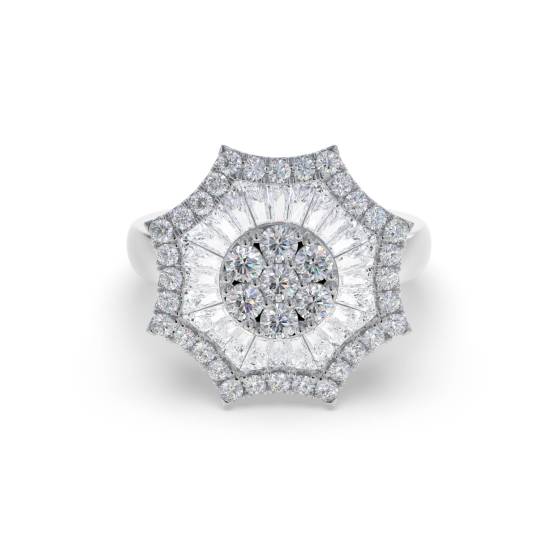 1.80ct Unique Round and Baguette Diamond Dress Ring