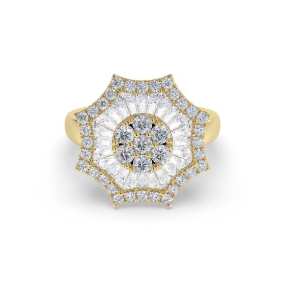 1.80ct Unique Round and Baguette Diamond Dress Ring