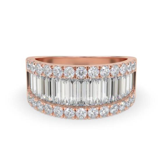 2.00ct Round and Baguette Diamond Multi Row Dress Ring