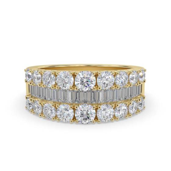 3.00ct Round and Baguette Diamond Multi Row Dress Ring