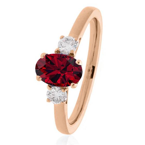 3 Stone Ruby Diamond Ring With Shoulder Diamonds