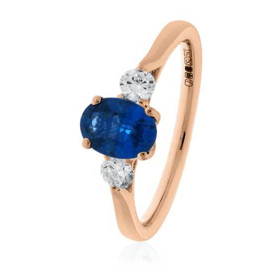 1.35ct Oval Blue Sapphire and Diamond Trilogy Ring
