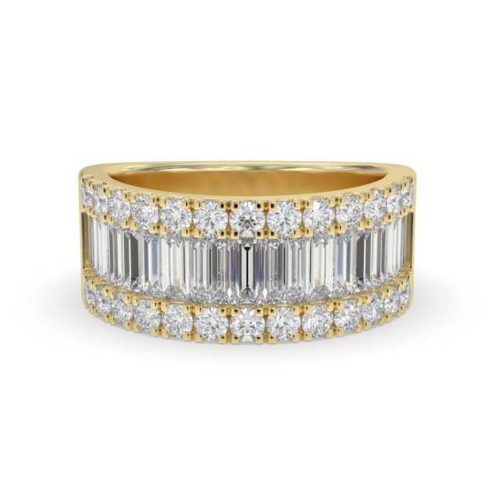 4.00ct Round and Baguette Diamond Mulit Row Dress Ring