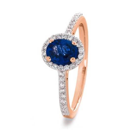 1.10ct Blue Sapphire and Diamond Halo Ring