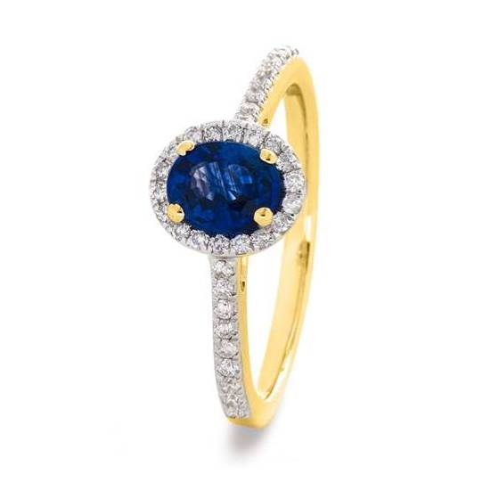 1.10ct Blue Sapphire and Diamond Halo Ring