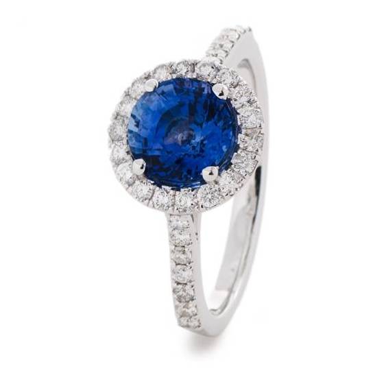 2.70ct Round Blue Sapphire and Diamond Cluster Ring