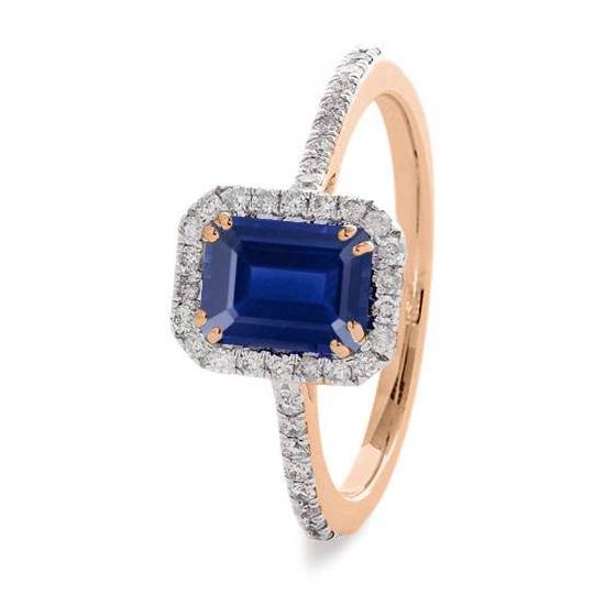 1.60ct Emerald Blue Sapphire and Diamond Ring