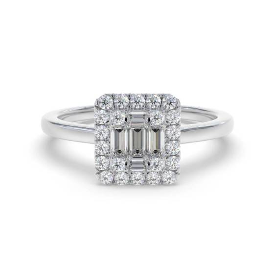 0.25ct Elegant Round and Baguette Diamond Cluster Ring